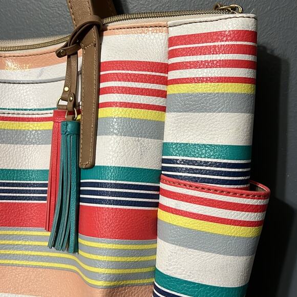 RELIC OH happy day shoulder tote spring summer striped purse minor flaws shown - Picture 3 of 16